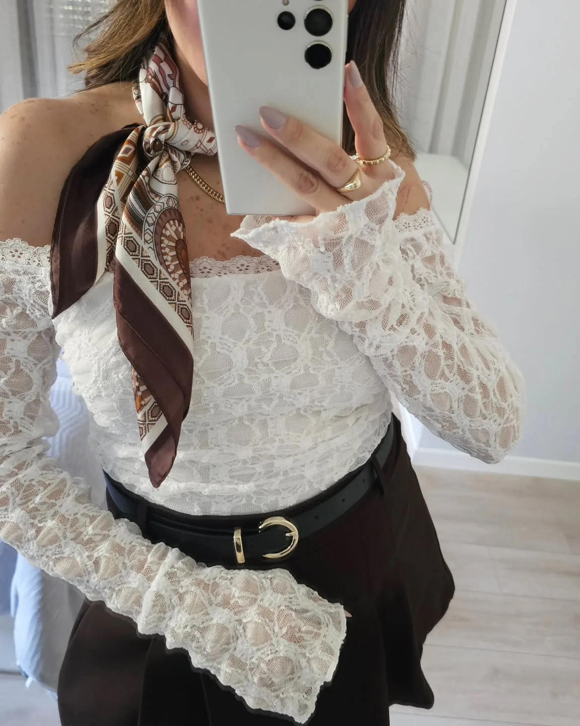 Long Sleeve Offshoulder Lace Top view 6