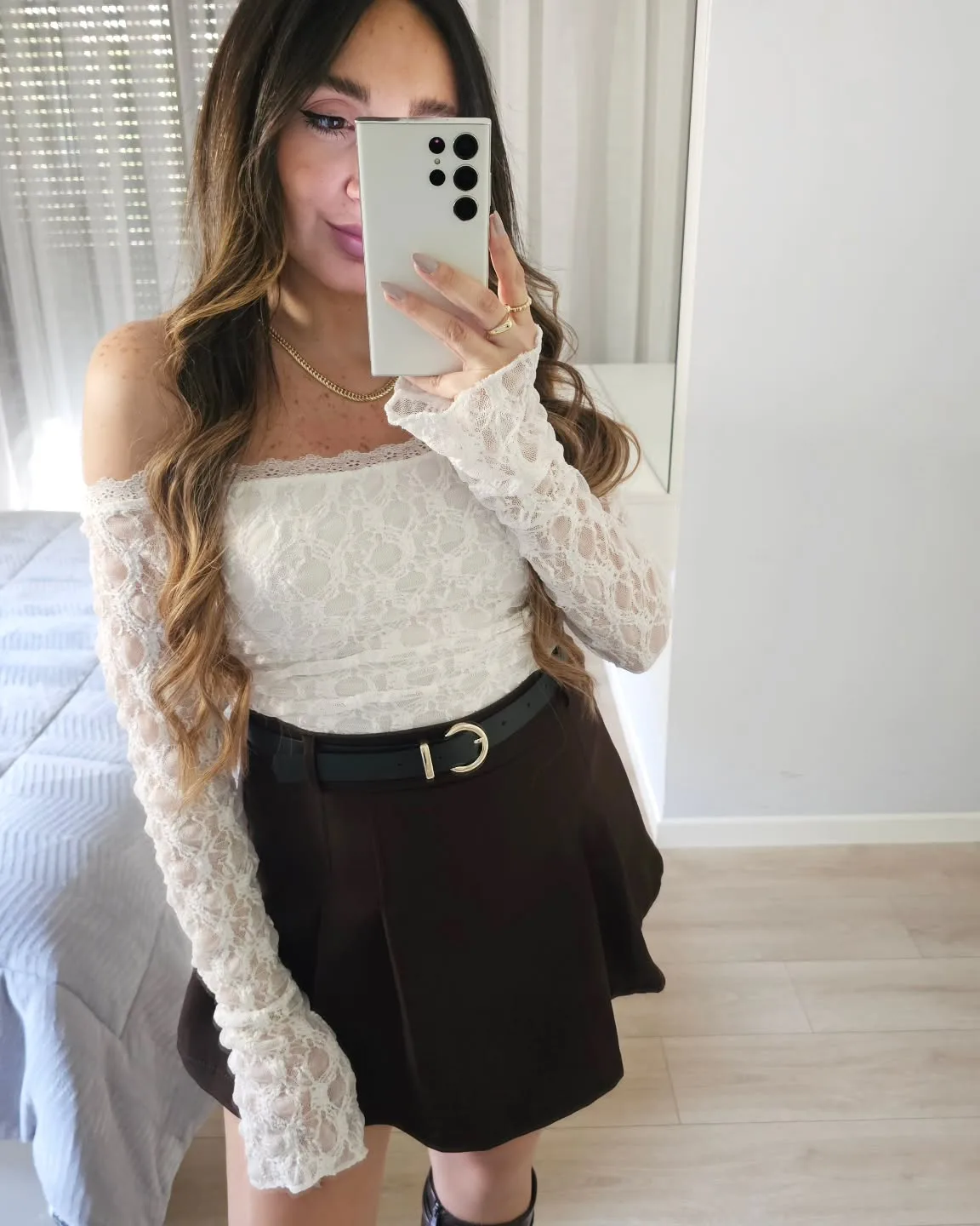 Long Sleeve Offshoulder Lace Top view 3