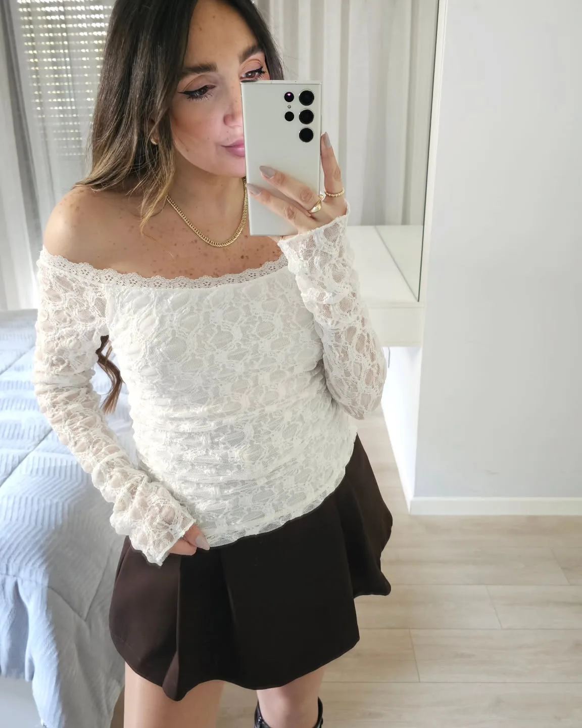 Long Sleeve Offshoulder Lace Top view 5