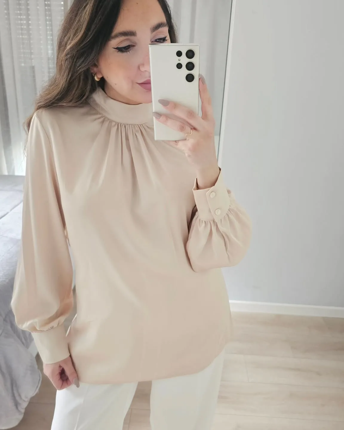 High Neck Classy Satin Top view 6