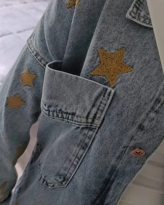 Long Starred Jeans Jacket view 5