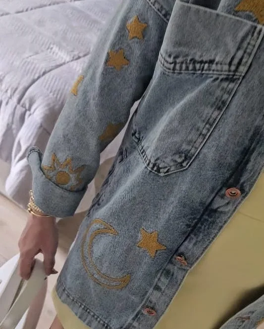 Long Starred Jeans Jacket view 3