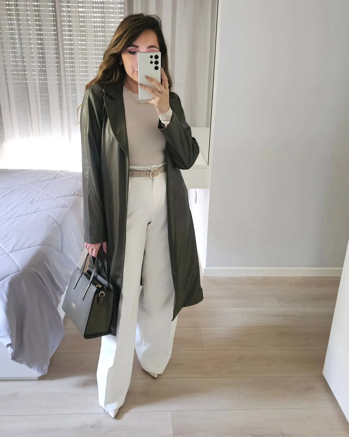 Long Leather Trenchcoat view 2