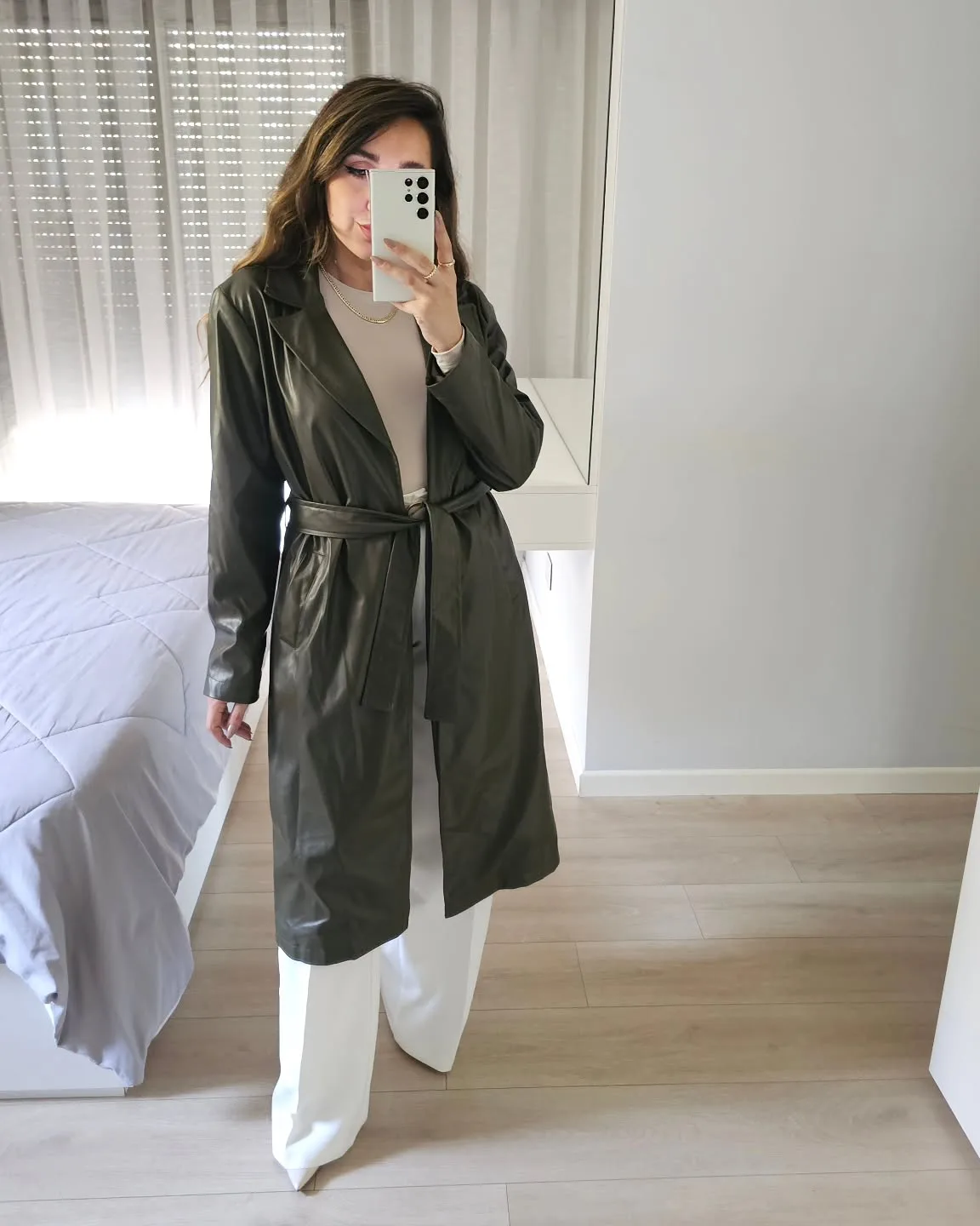 Long Leather Trenchcoat view 6