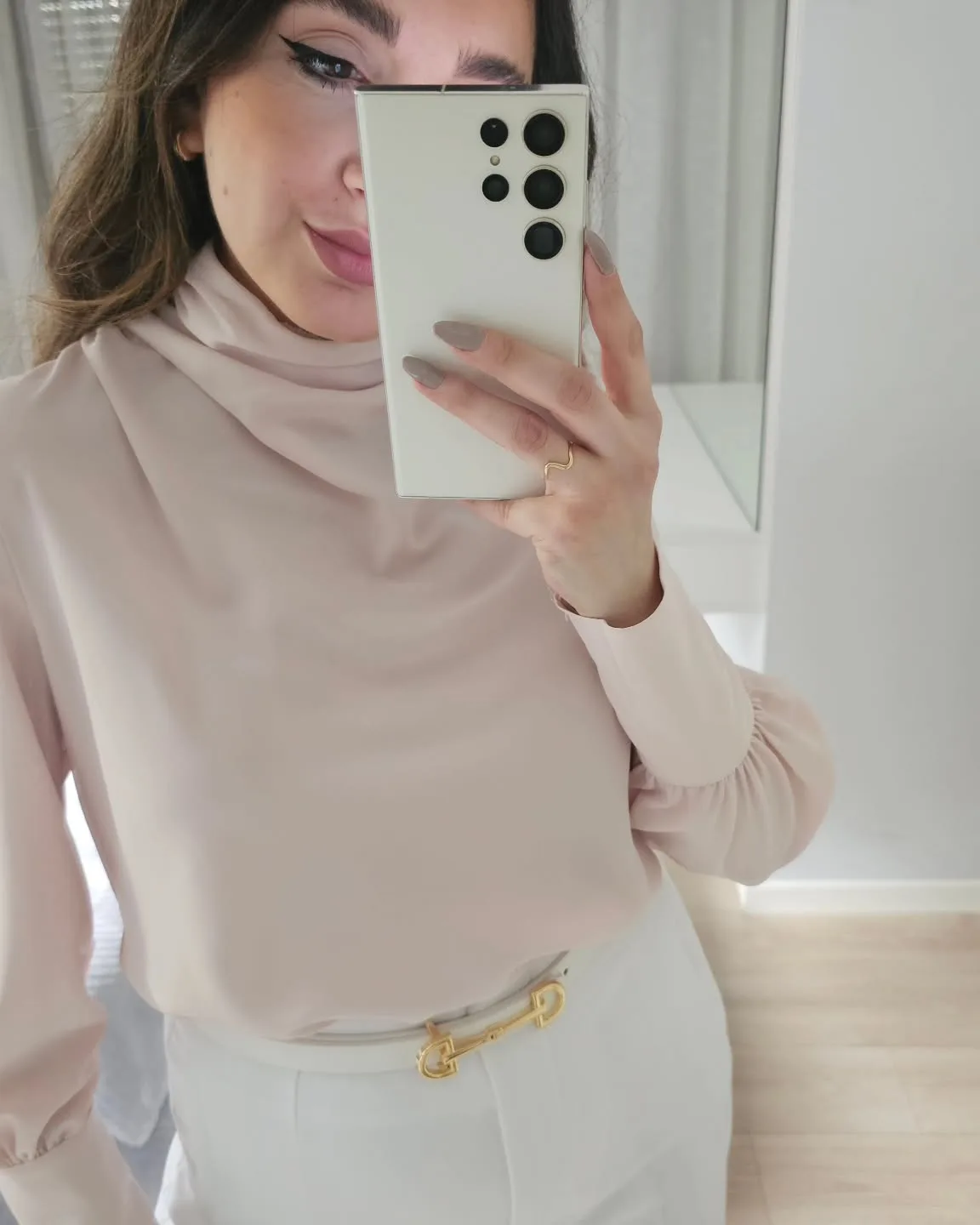 Classy High Neck Satin Top view 3