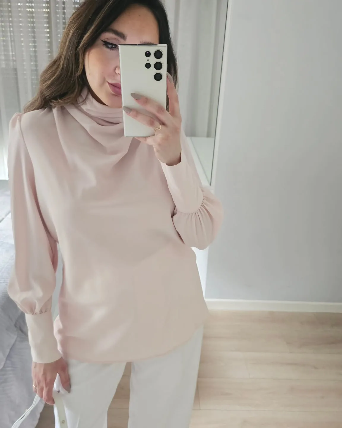 Classy High Neck Satin Top view 5