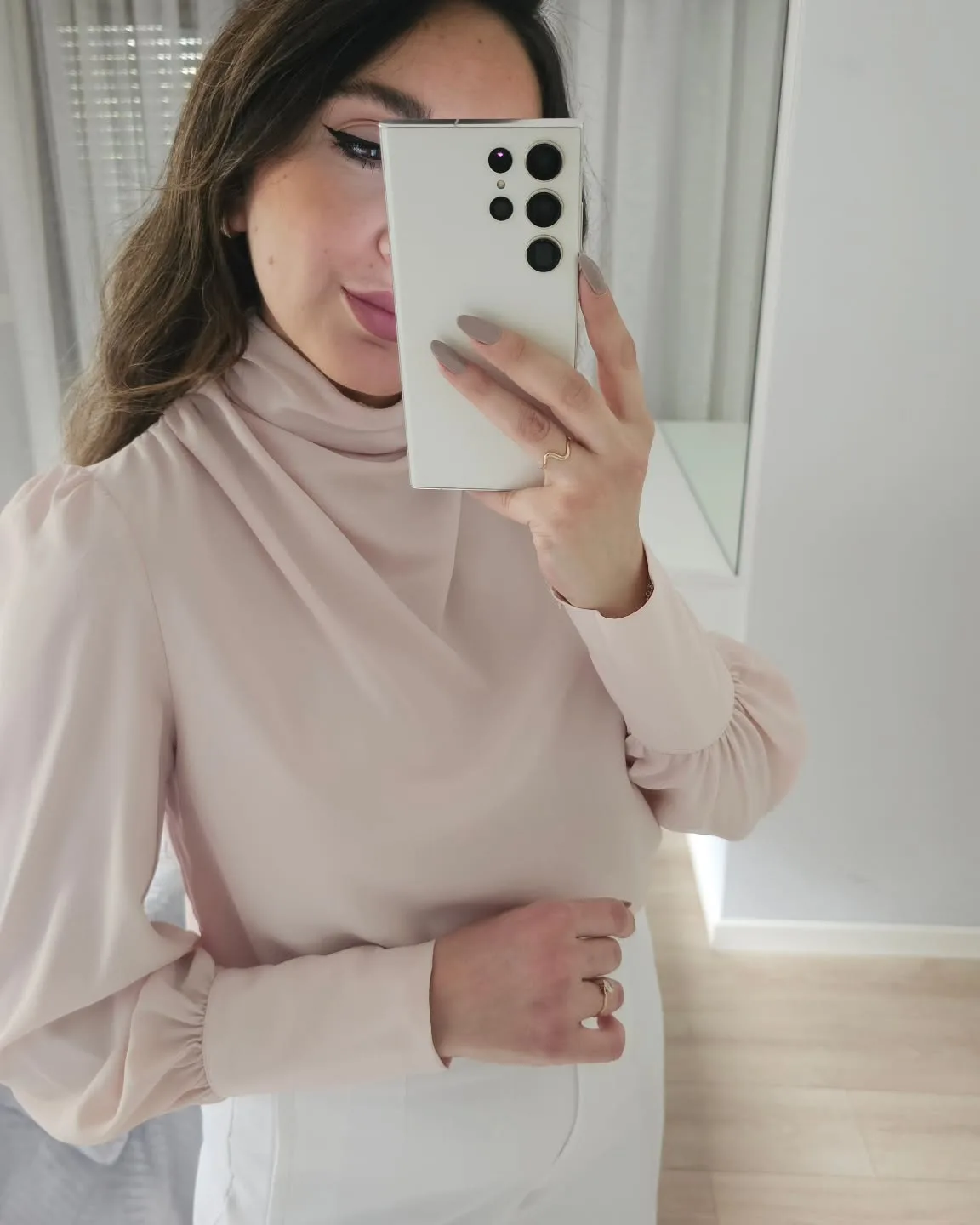 Classy High Neck Satin Top view 4