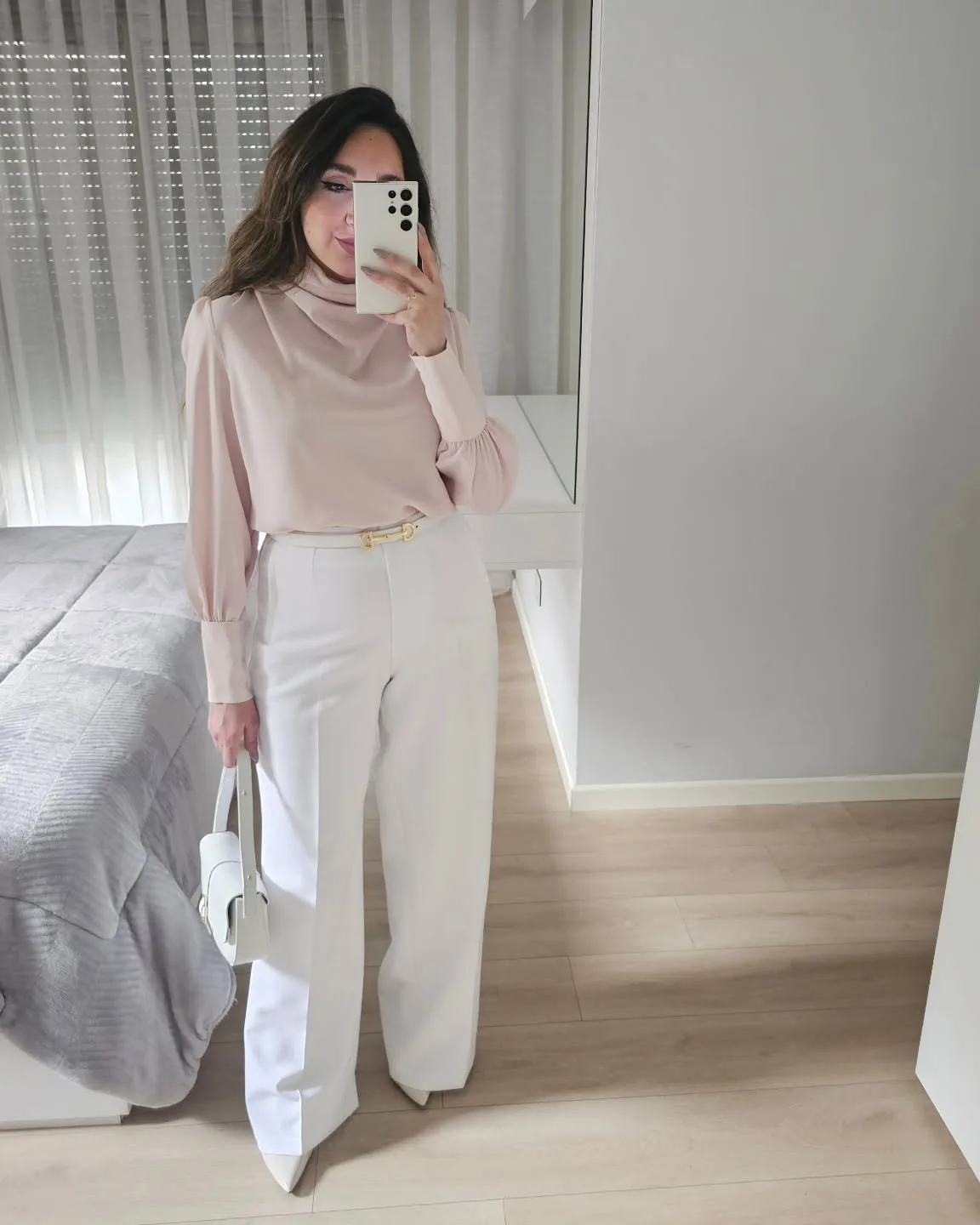 Classy High Neck Satin Top view 1