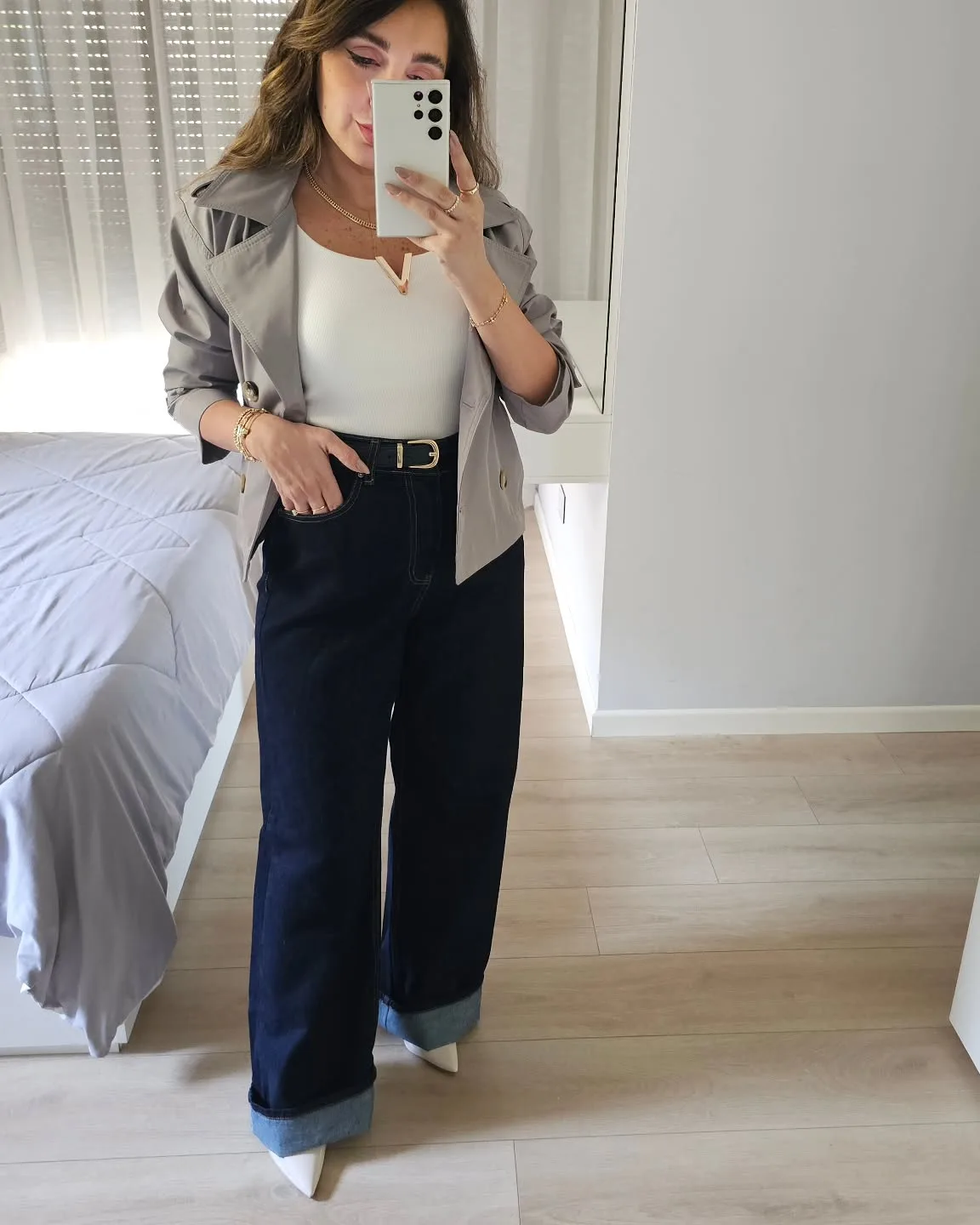Navy Blue Wide Legs Jeans view 1