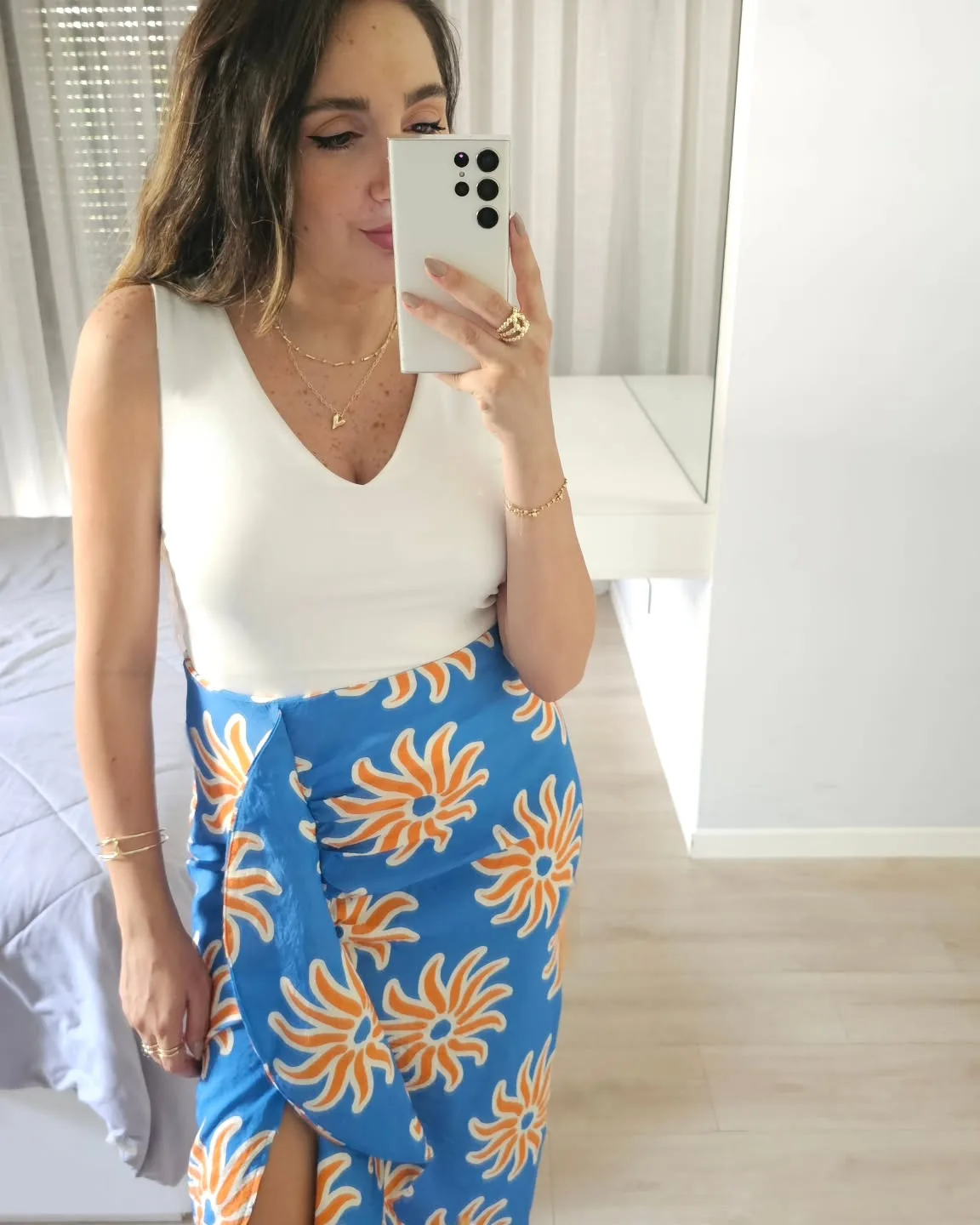 Floral Summery Blue Skirt view 2