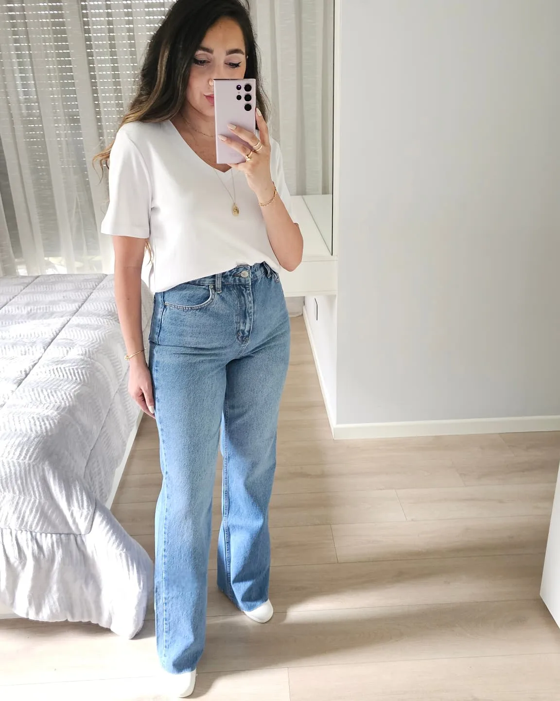 Blue Slim Wide Legs Jeans view 2
