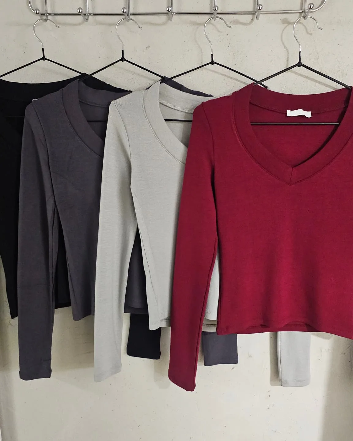 Long Sleeve V neck Basic Top view 1