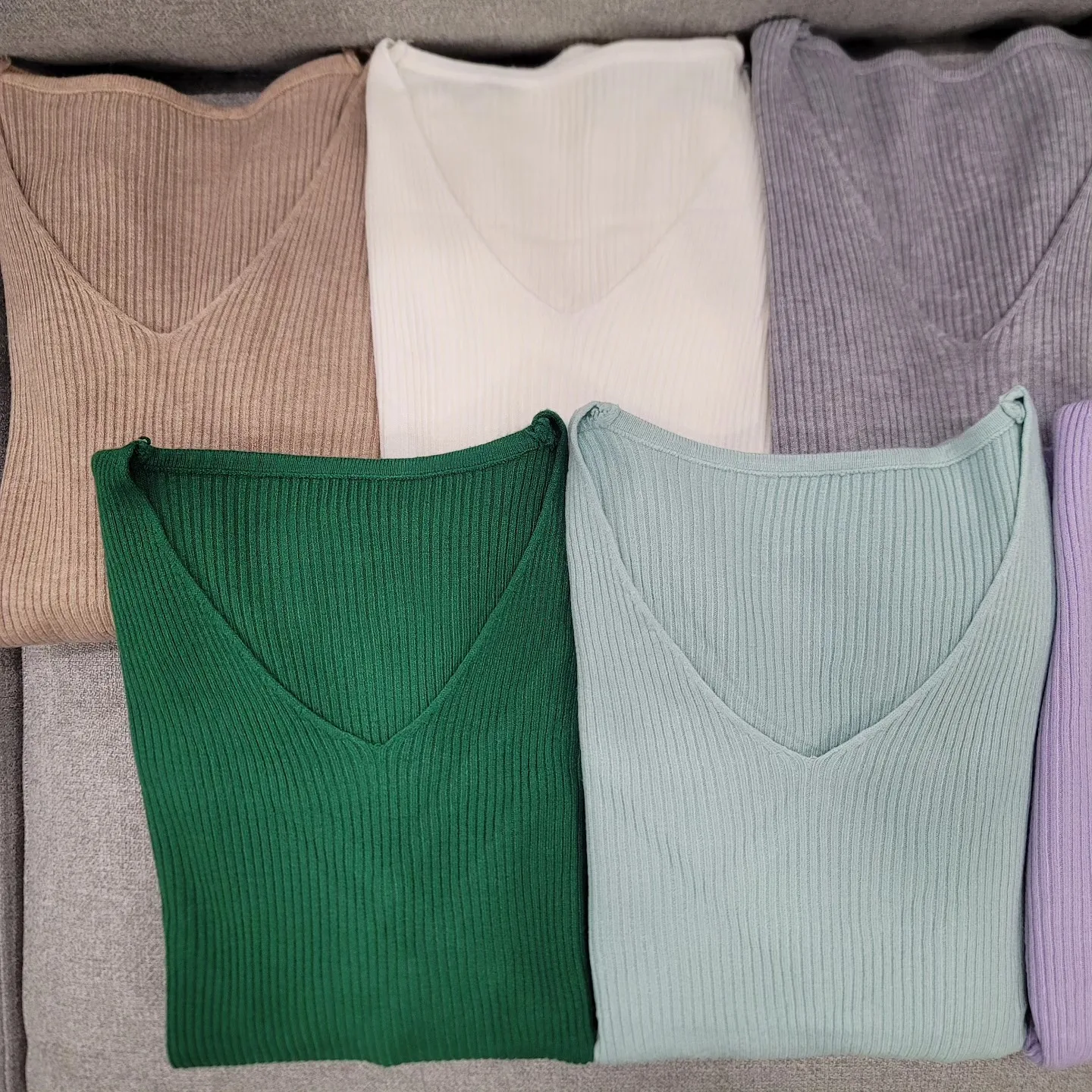 Soft Ribbed Wool Basic V Neck view 6