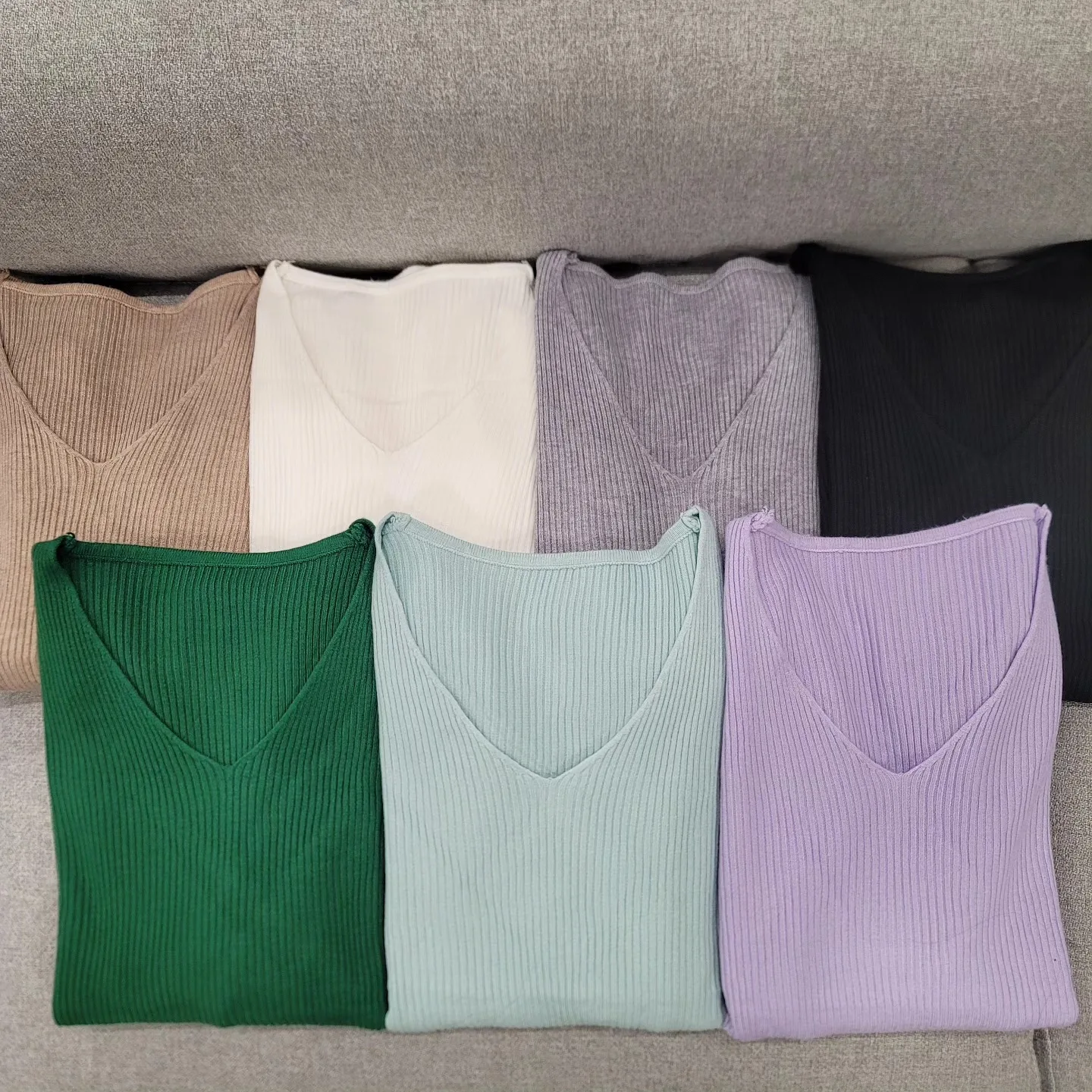 Soft Ribbed Wool Basic V Neck view 1