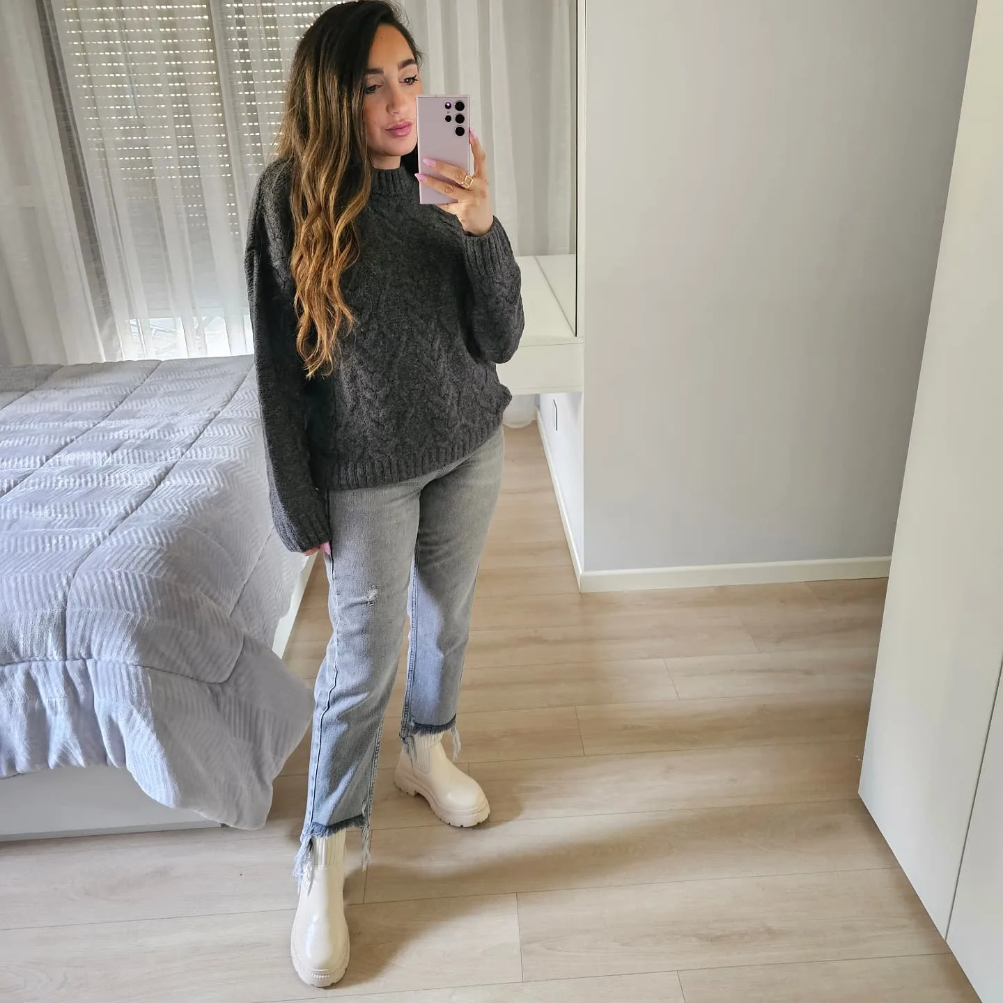 Grey Mom Jeans view 3