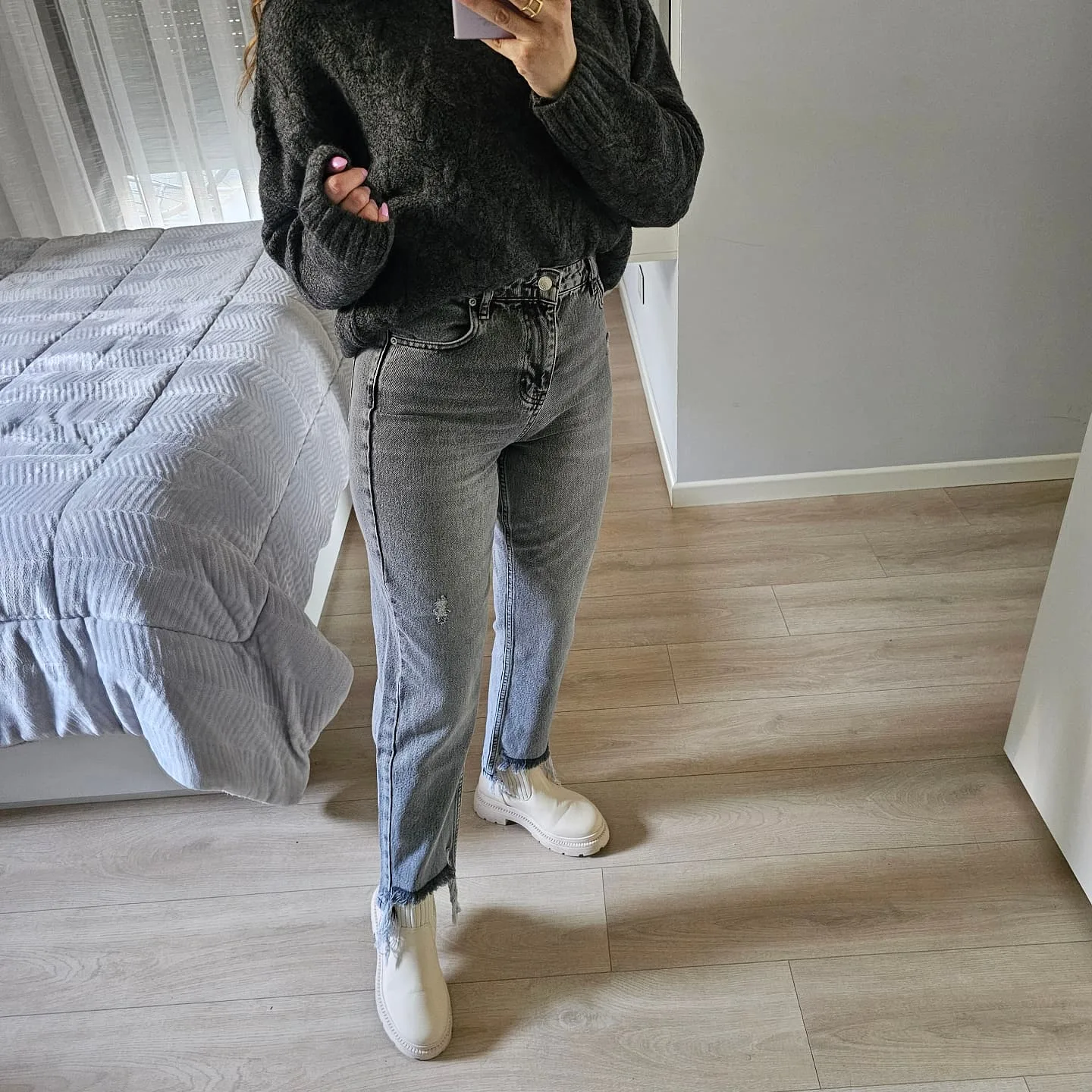 Grey Mom Jeans view 1