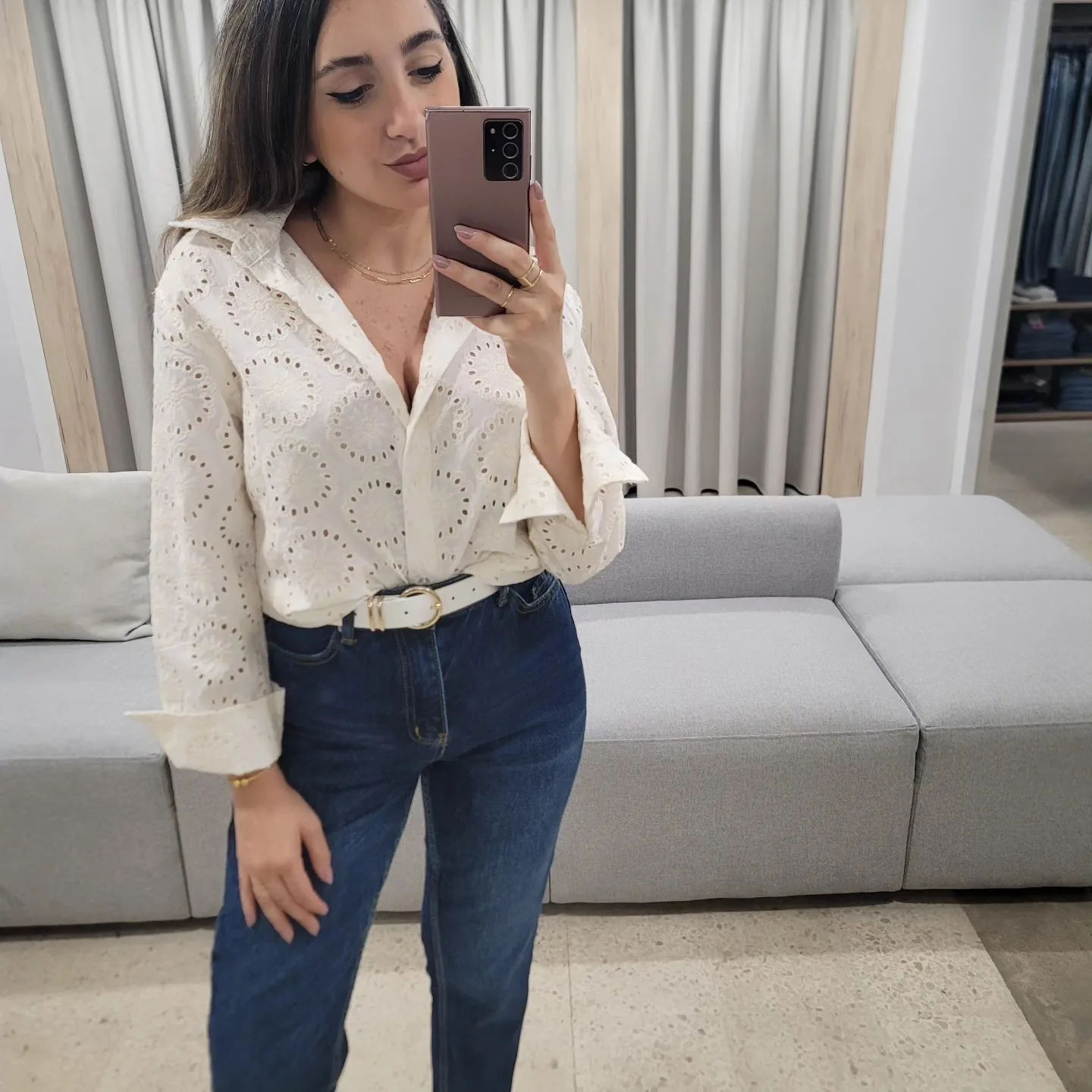 Dark Blue Mom Jeans view 1