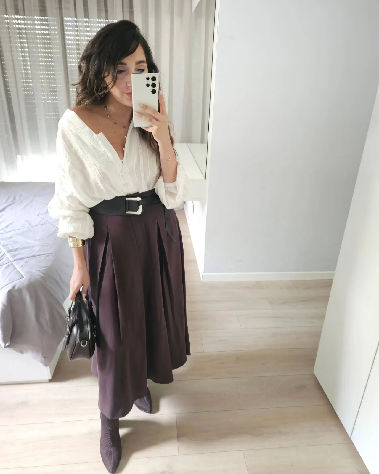 Long Linen Pleated Skirt