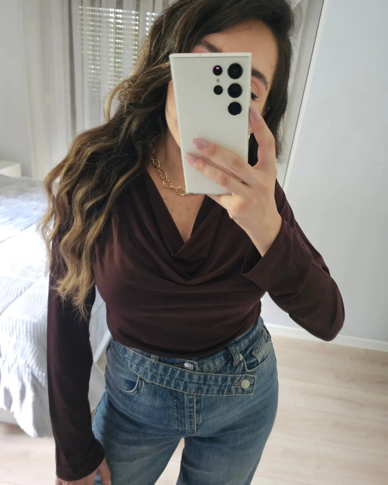 Long Sleeve Cowl Neck Top view 6