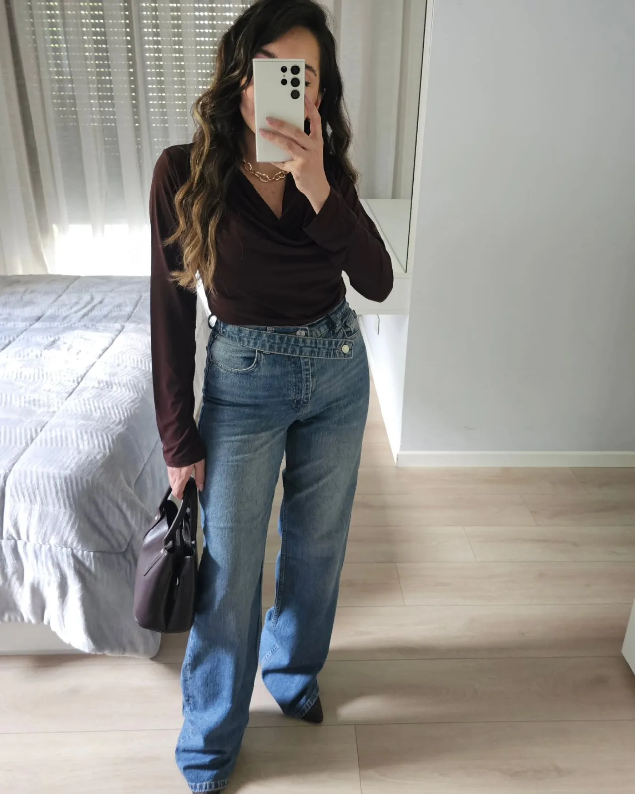 Long Sleeve Cowl Neck Top view 3