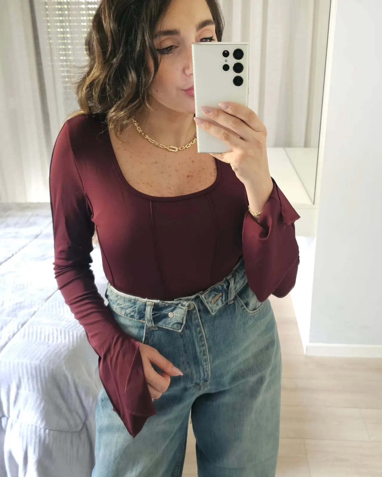 Double Waist High Rise Wide Legs Jeans view 3