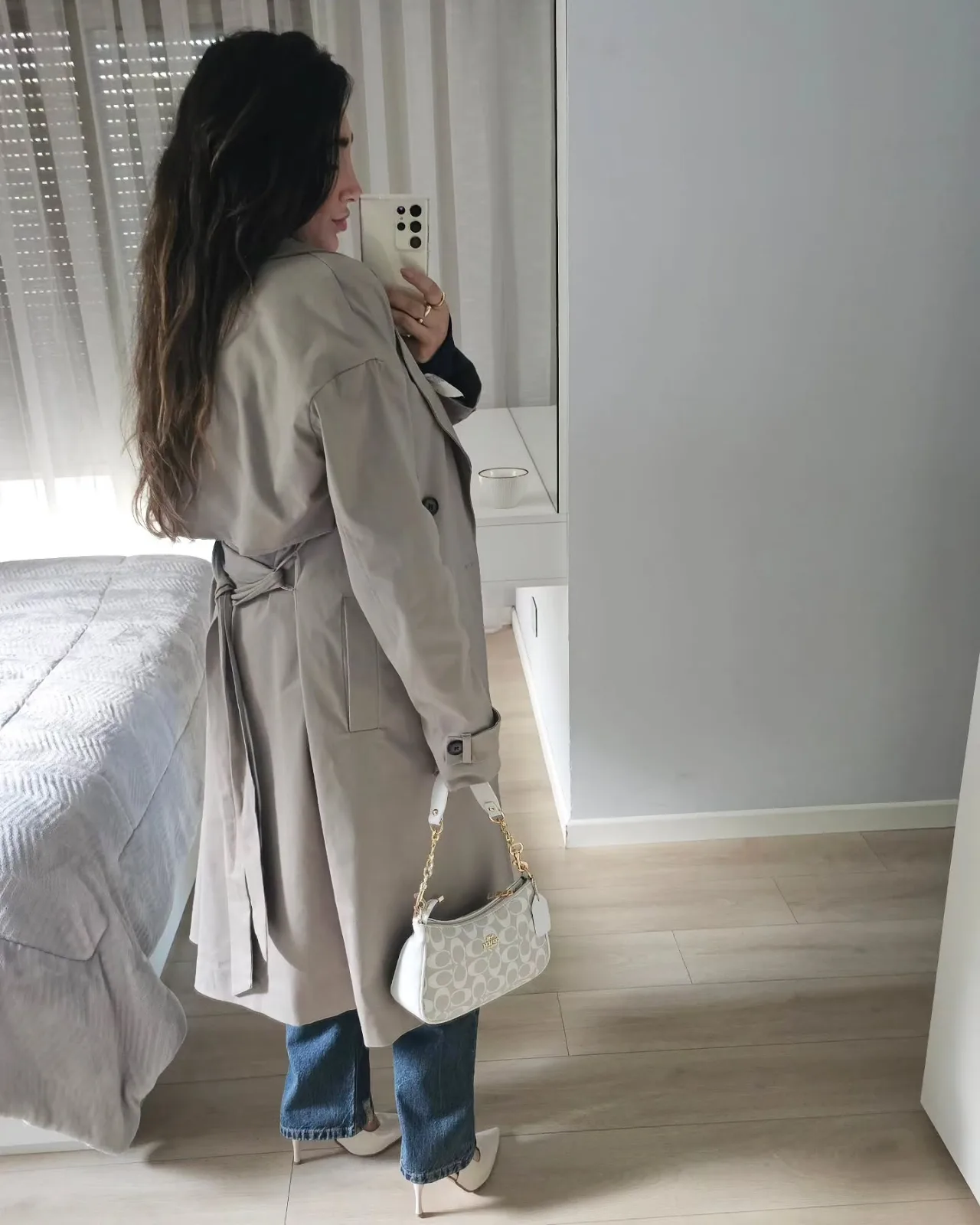 Long Trenchcoat (Navy/Greige) view 8