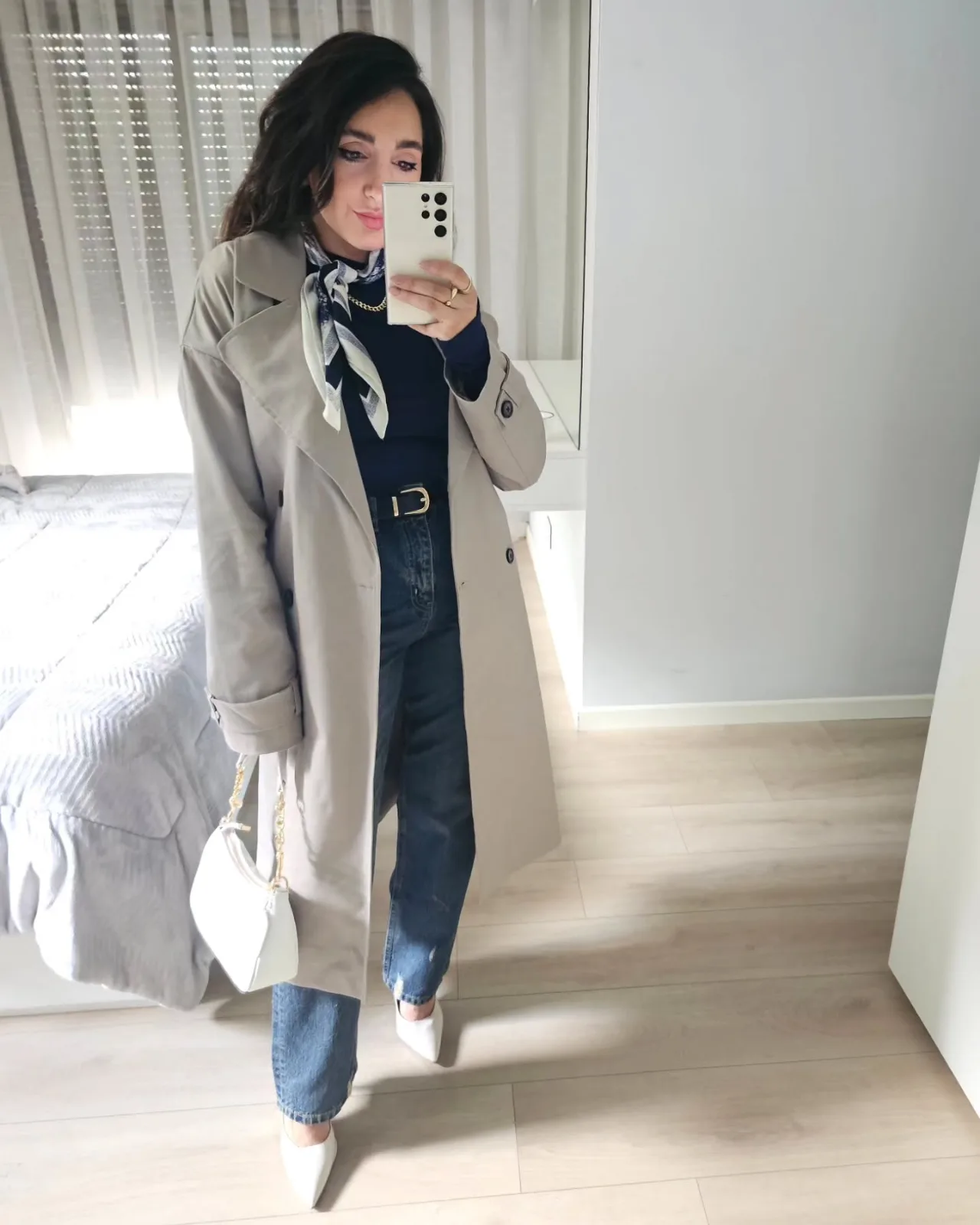 Long Trenchcoat (Navy/Greige) view 7