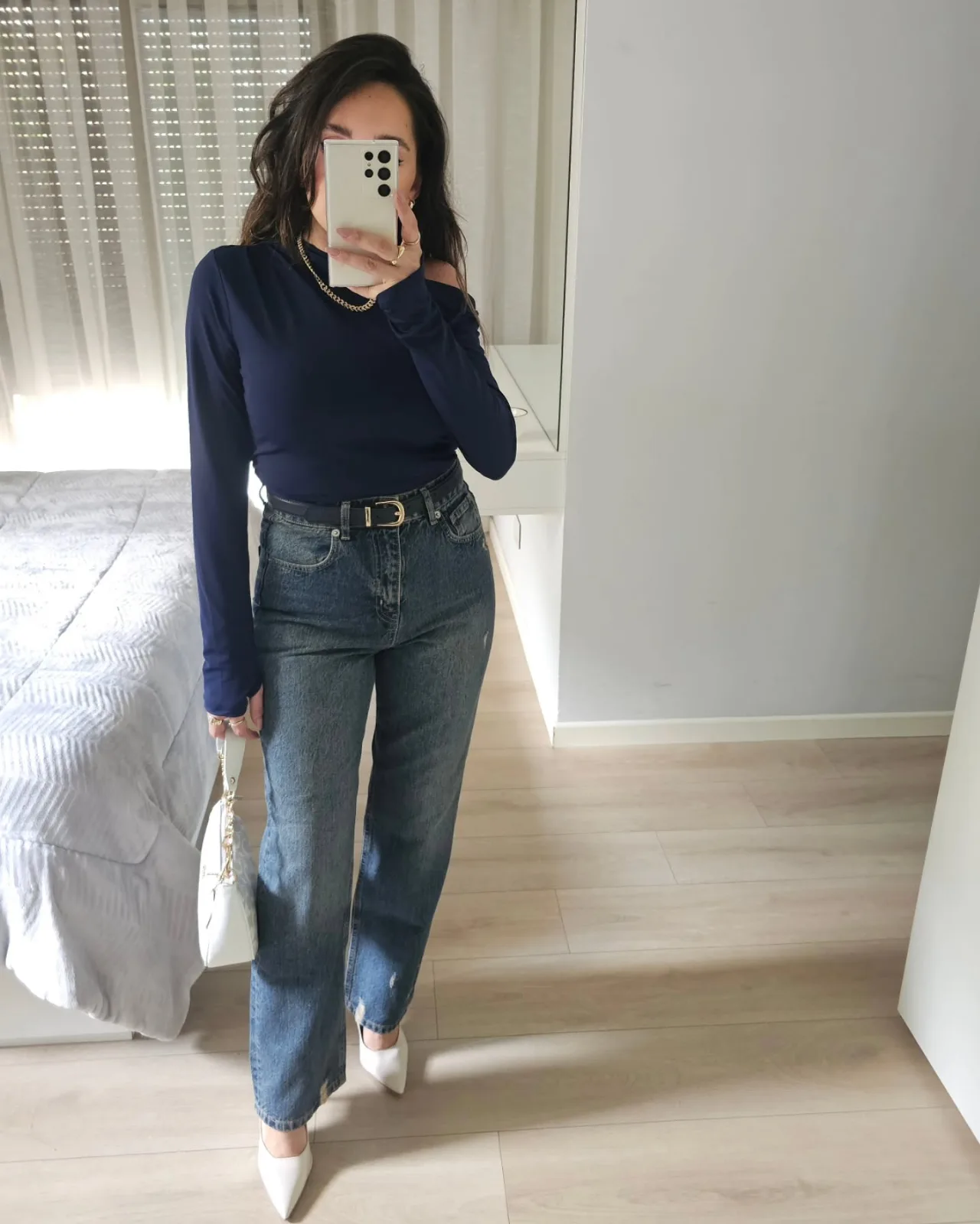 Offshoulder Long Sleeve Open Thumbhole Top view 1