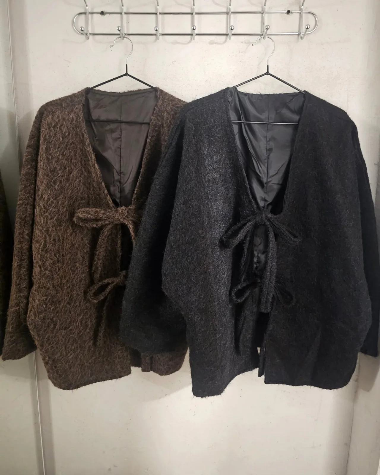 Oversized fuzzy wrap wool jacket view 3