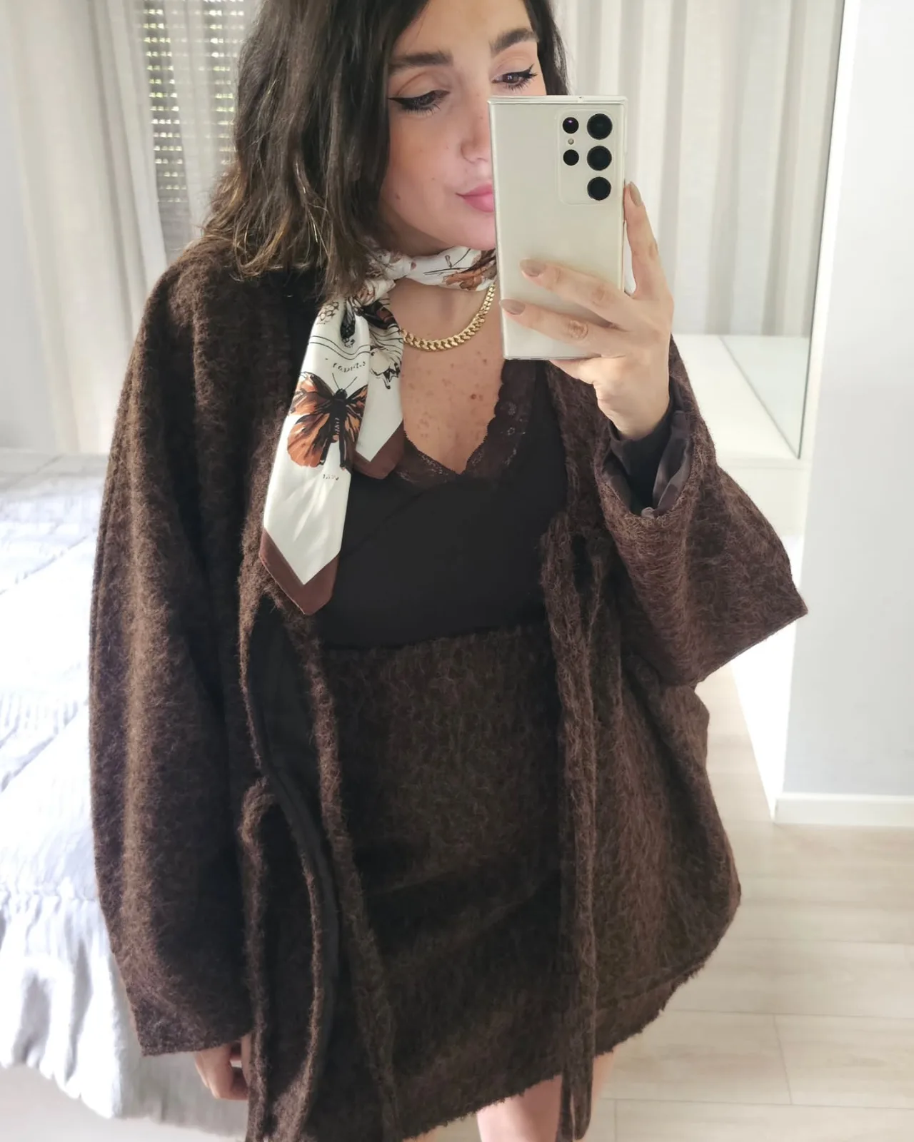 Oversized fuzzy wrap wool jacket view 1