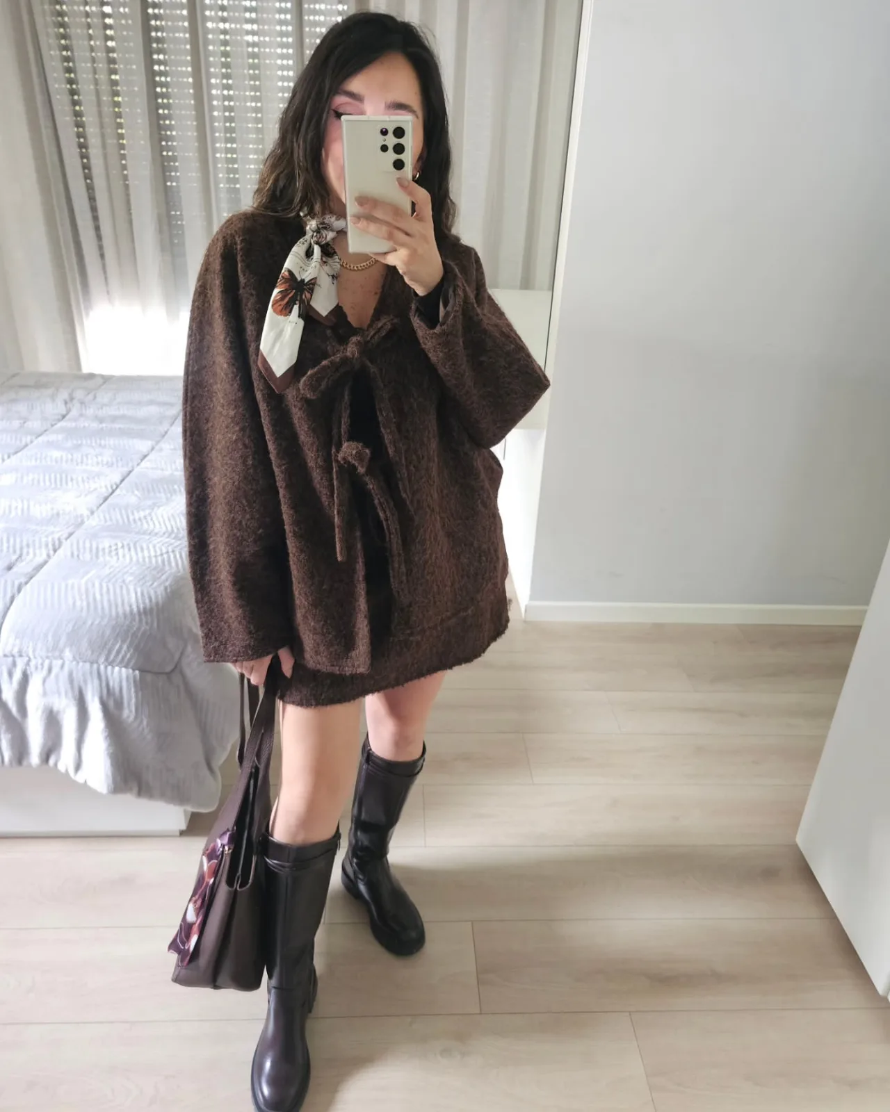 Oversized fuzzy wrap wool jacket view 2