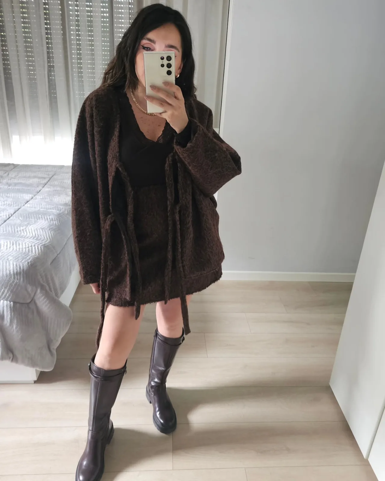 Oversized fuzzy wrap wool jacket view 6