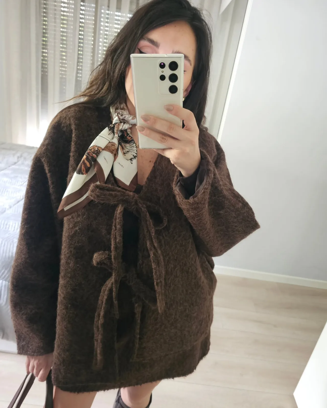 Oversized fuzzy wrap wool jacket view 4