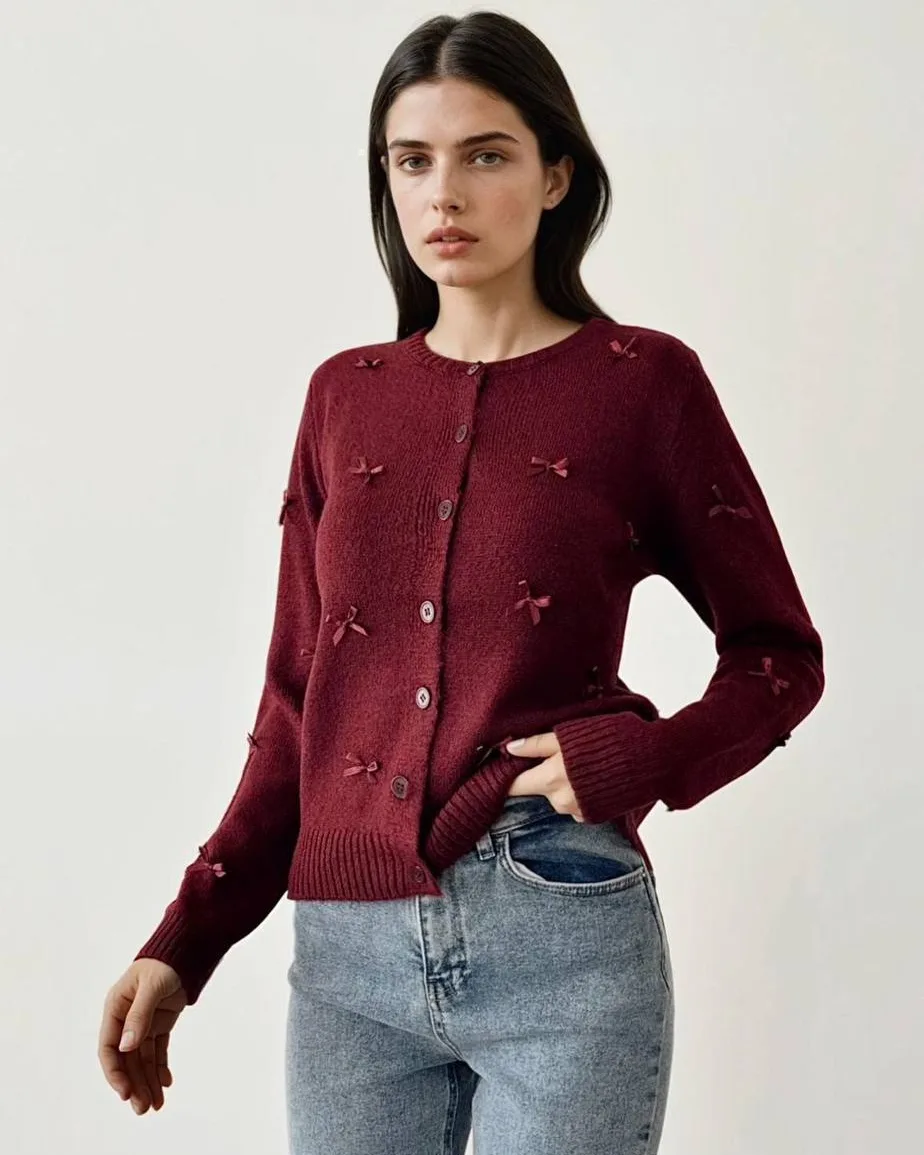 Ribbon Wool Cardigan