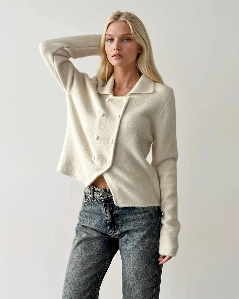 Double Breasted Wool Cardigan view 3