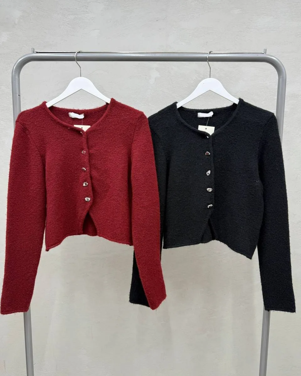 Cropped Wool Cardigan Sweater view 4
