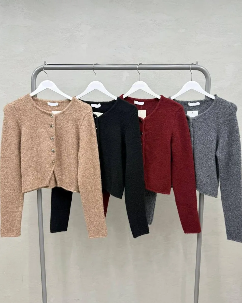 Cropped Wool Cardigan Sweater view 3
