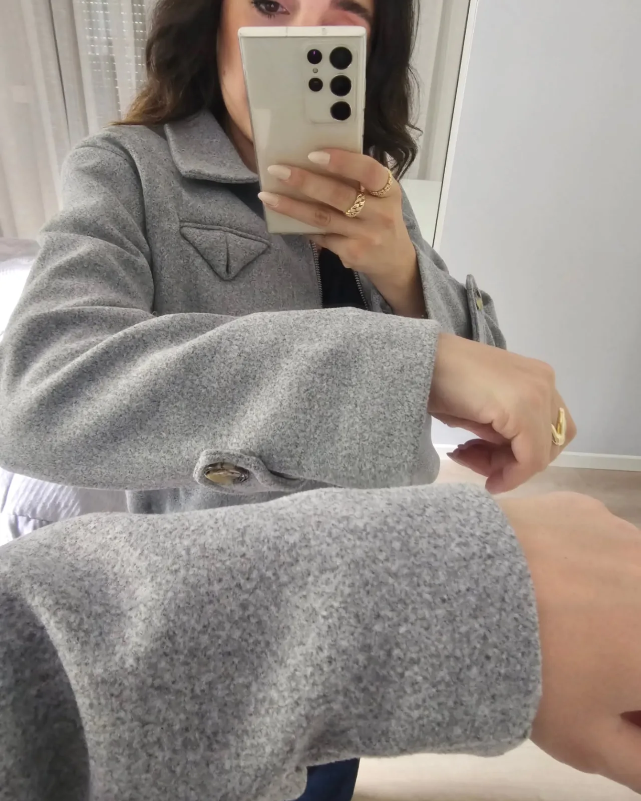 Grey Structured Wool Zipper Jacket view 7