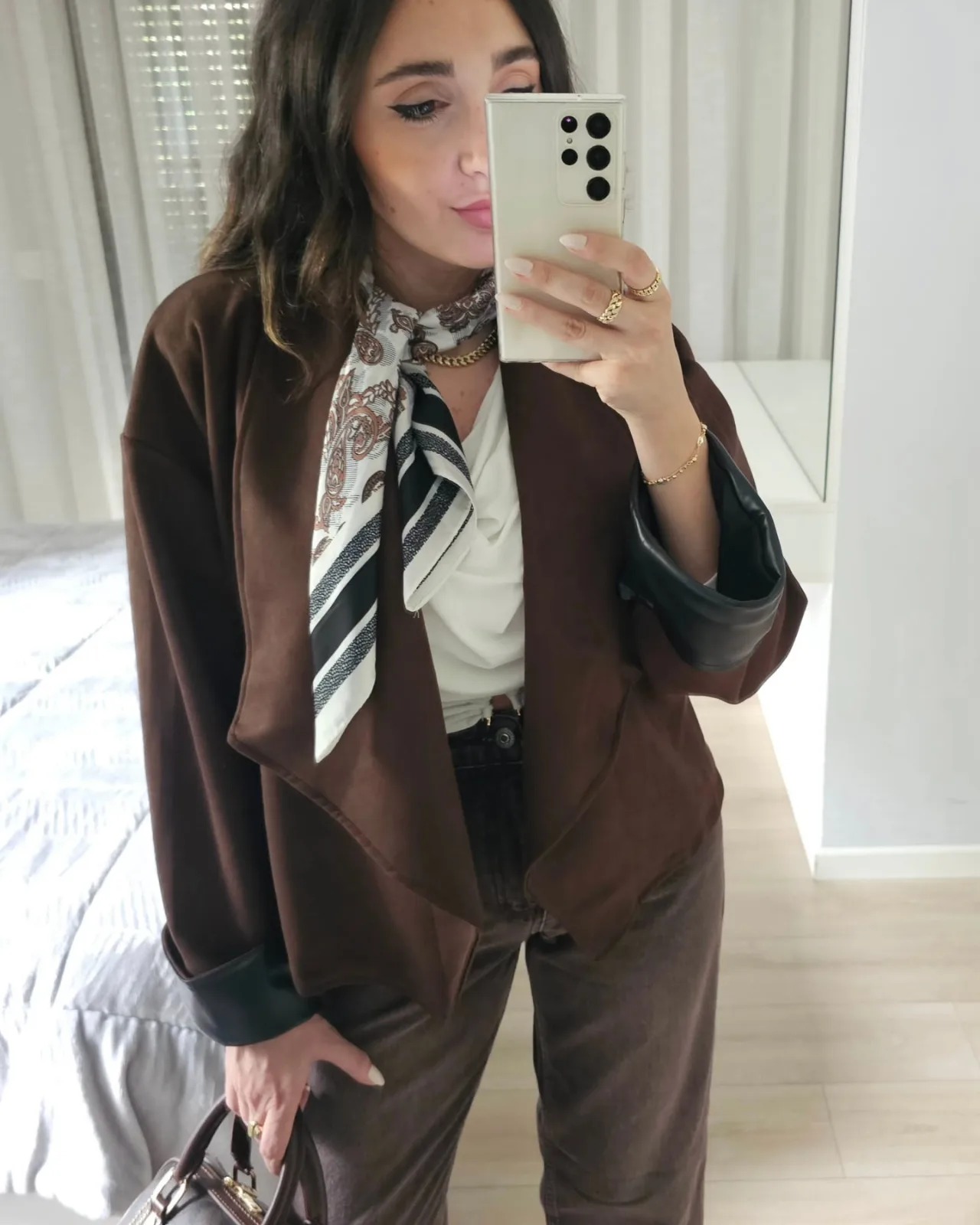 Sued Jacket with Leather Sleeves view 7