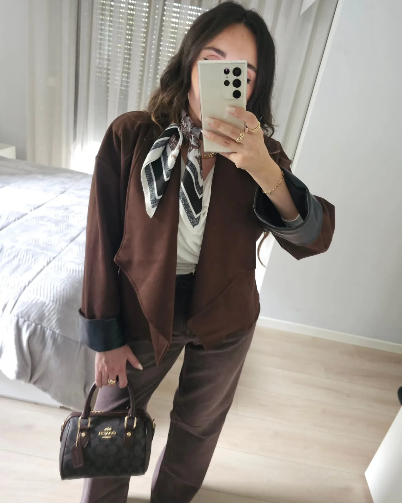 Sued Jacket with Leather Sleeves view 6