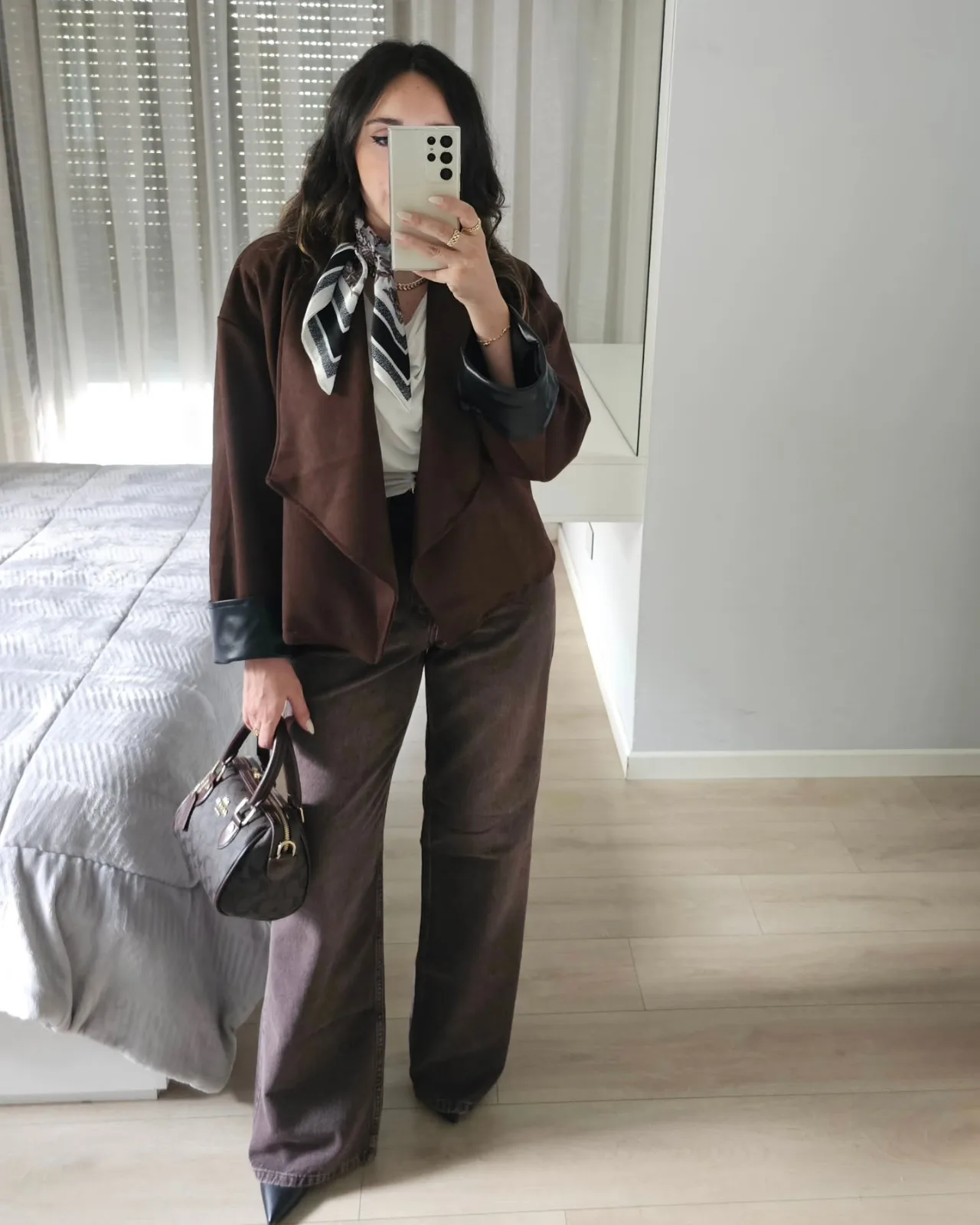 Sued Jacket with Leather Sleeves view 2