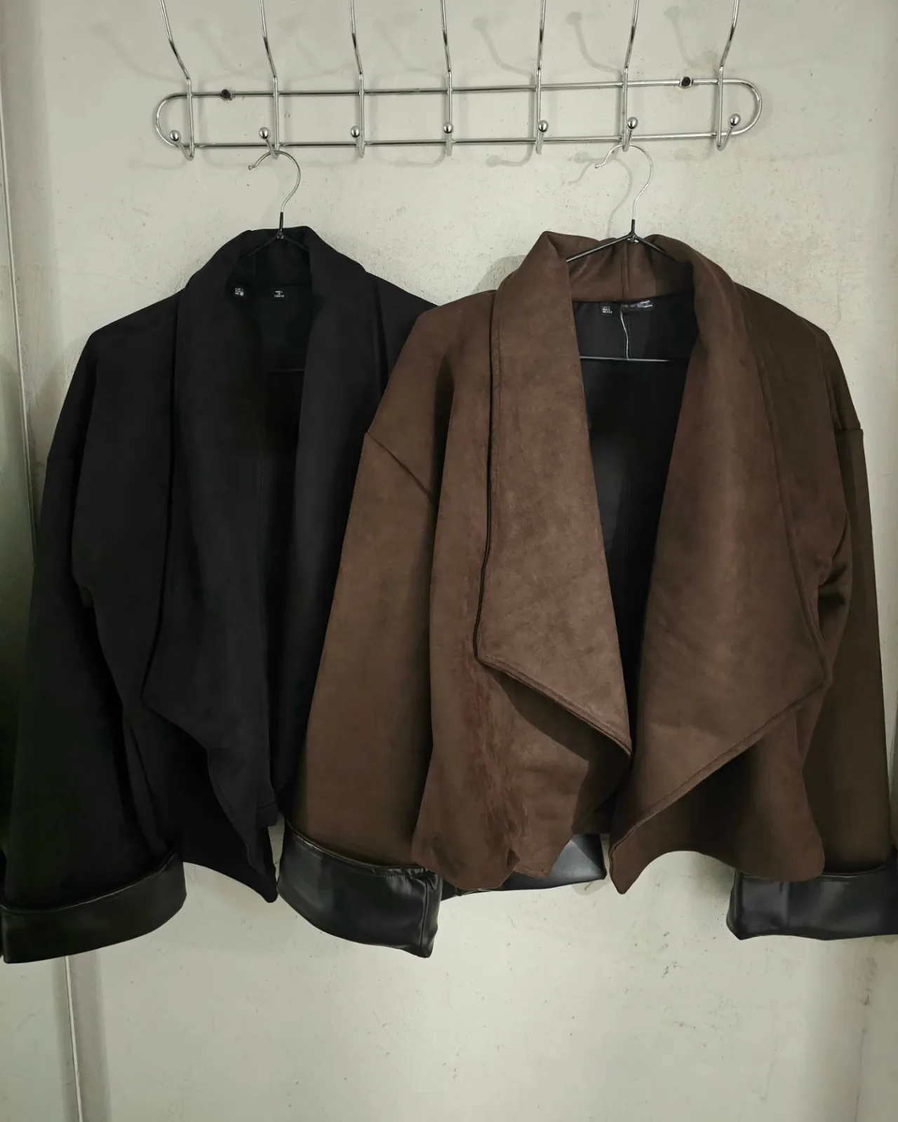 Sued Jacket with Leather Sleeves view 4