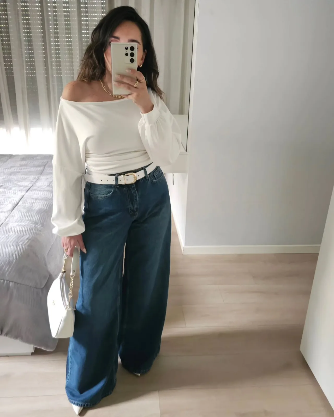Extra Wide Legs Mid Waist Jeans view 2