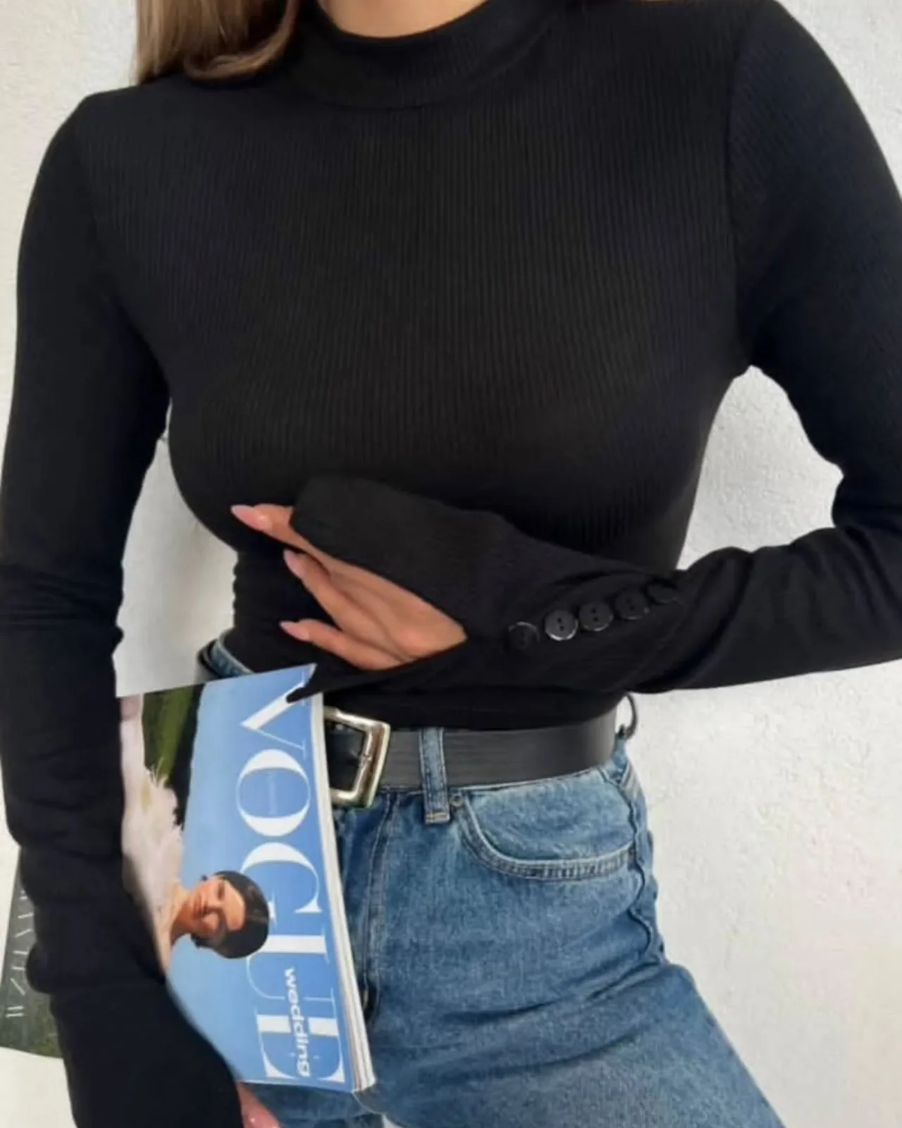 High Neck Long Sleeve Crop Top view 8