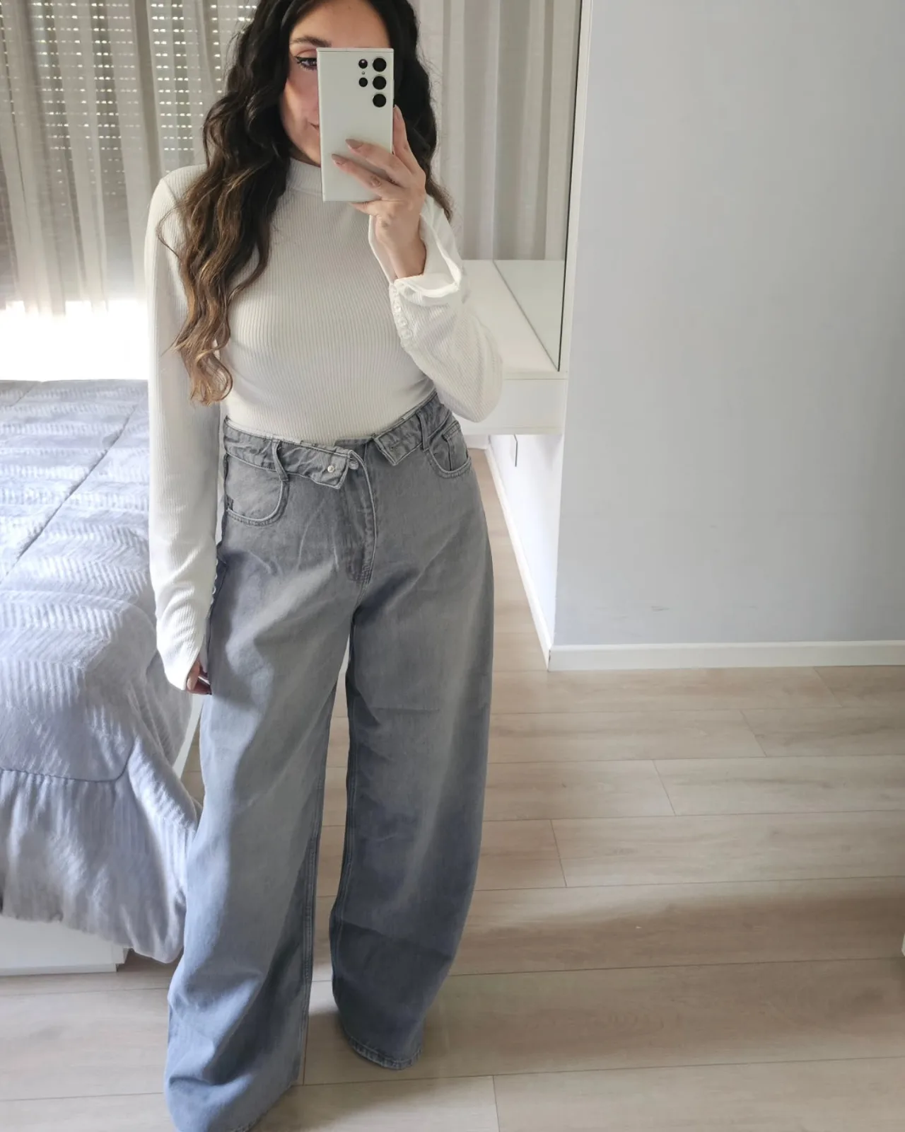 High Neck Long Sleeve Crop Top view 3