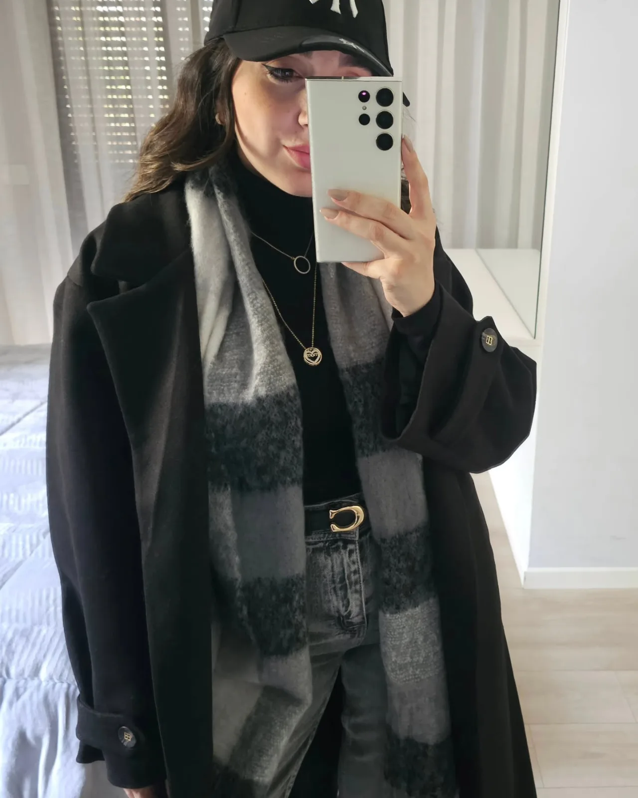 Black Grey White Thick Wool Scarf view 3