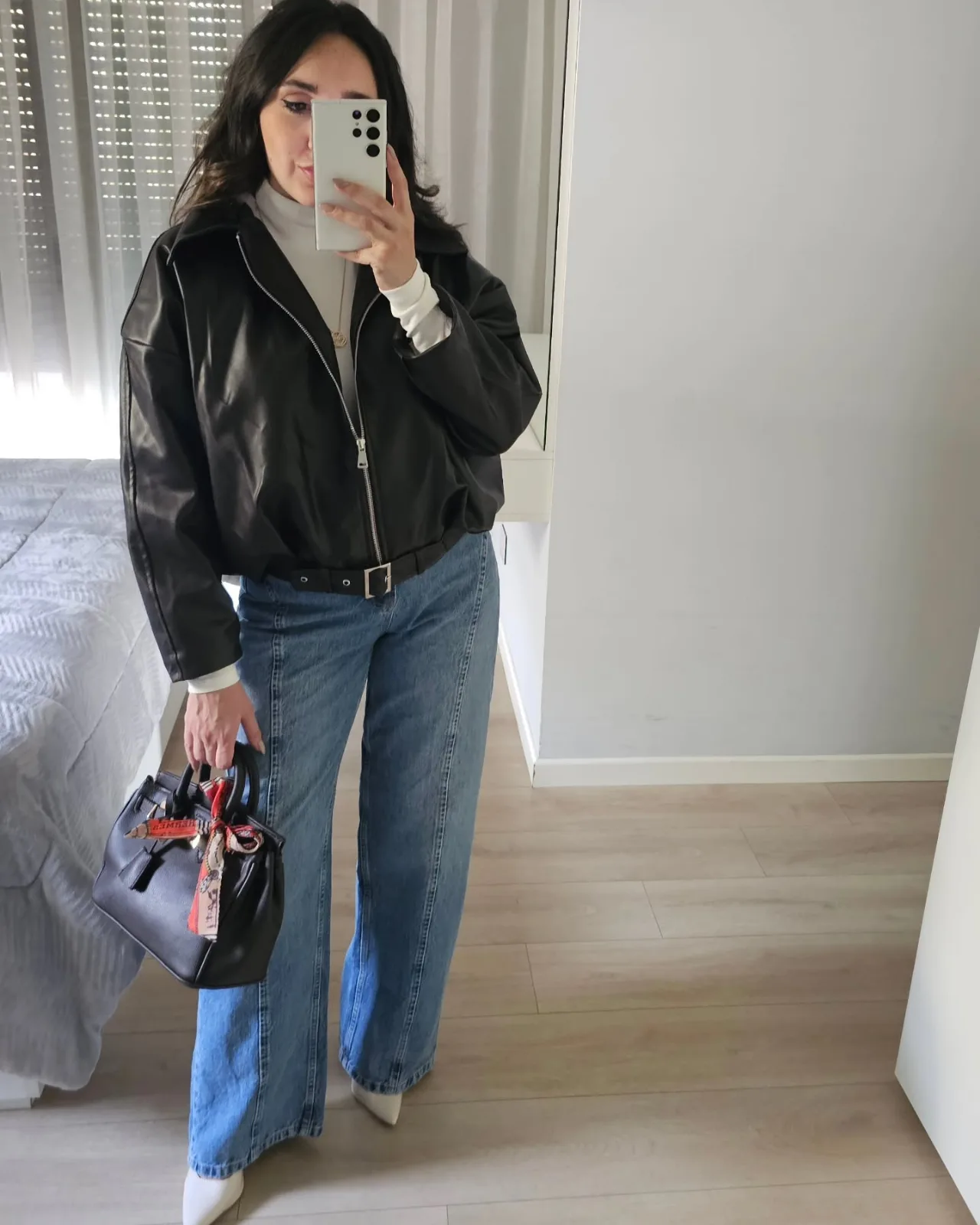 Oversized Leather Furred Jacket view 5