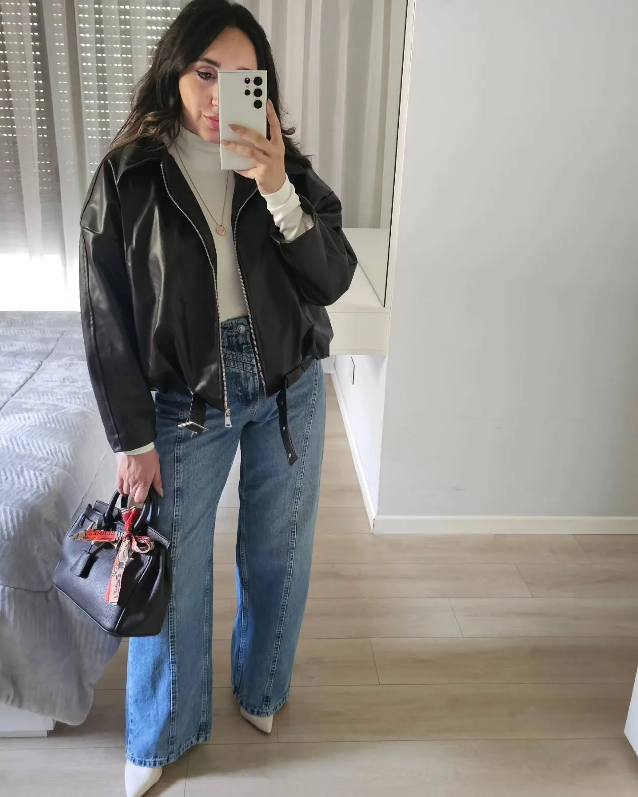 Oversized Leather Furred Jacket view 4