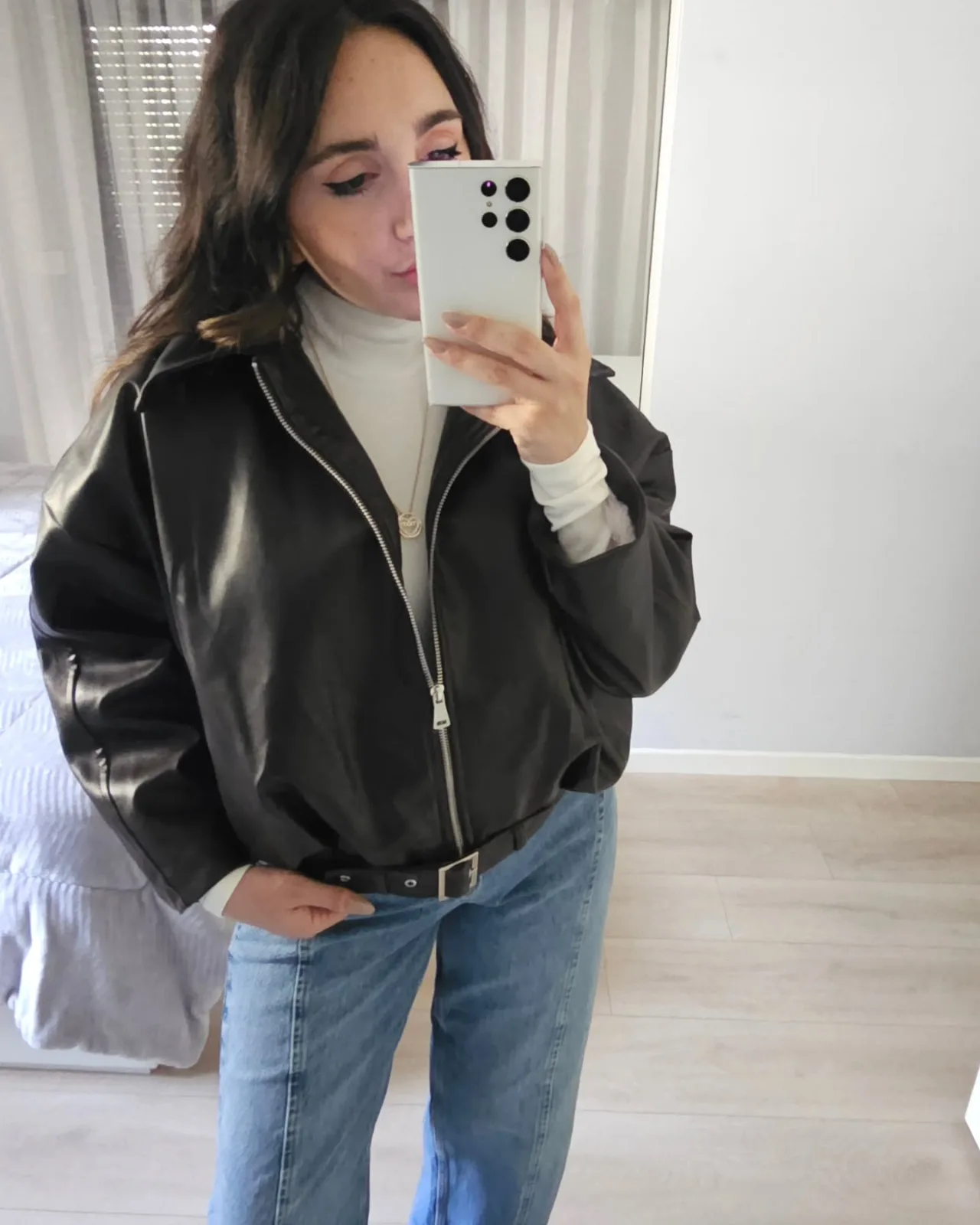 Oversized Leather Furred Jacket view 9