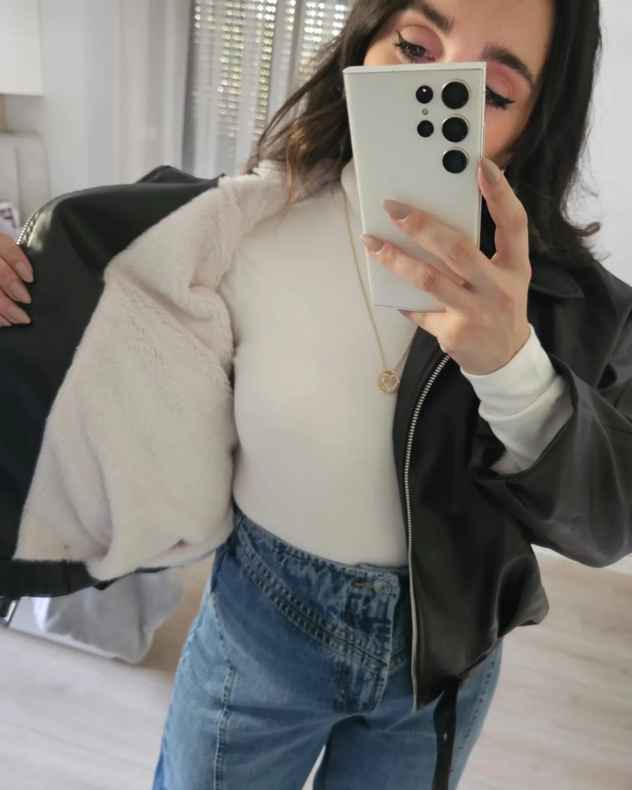 Oversized Leather Furred Jacket view 3